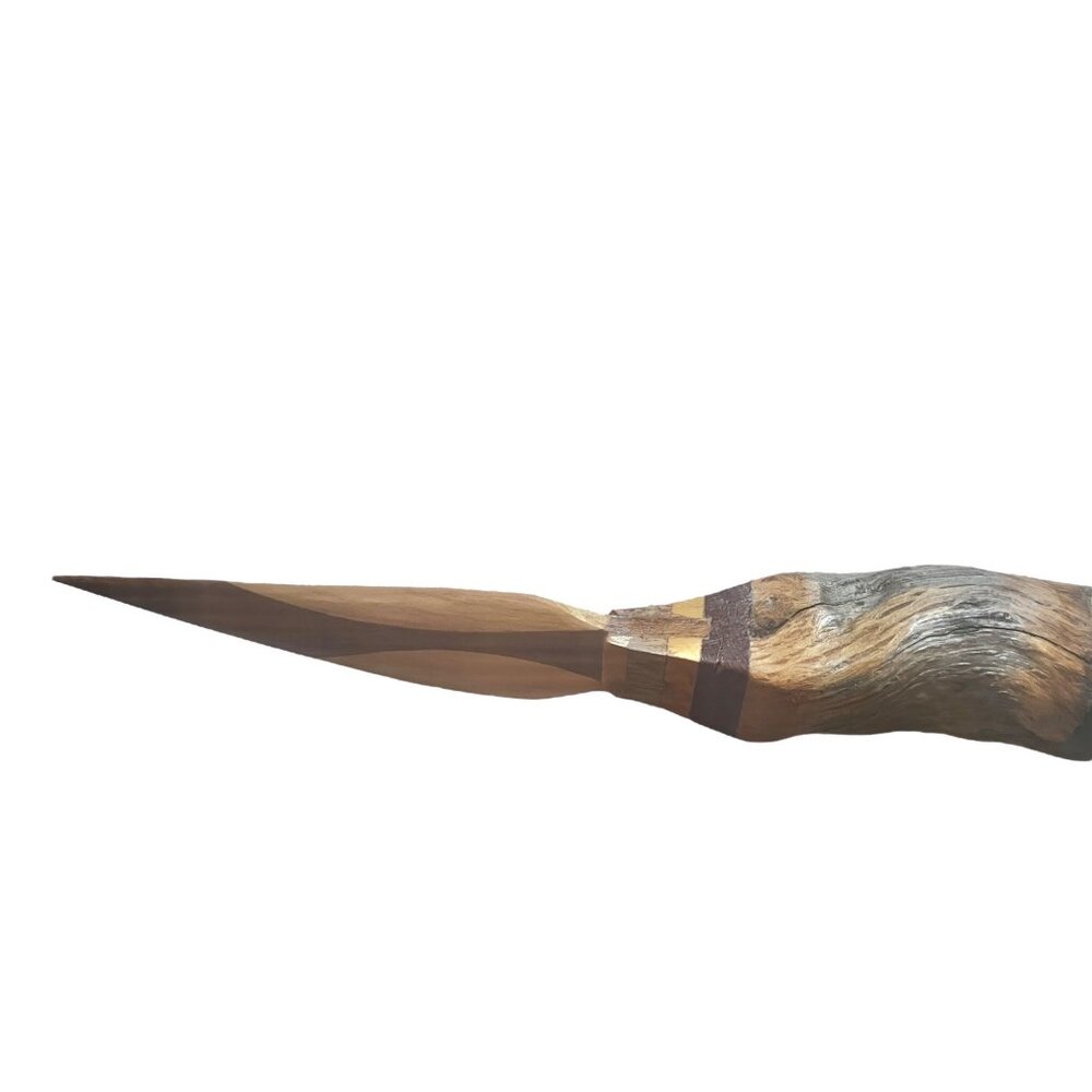 Handcrafted Wooden Letter Opener With Rustic Gnarled Handle 9” long